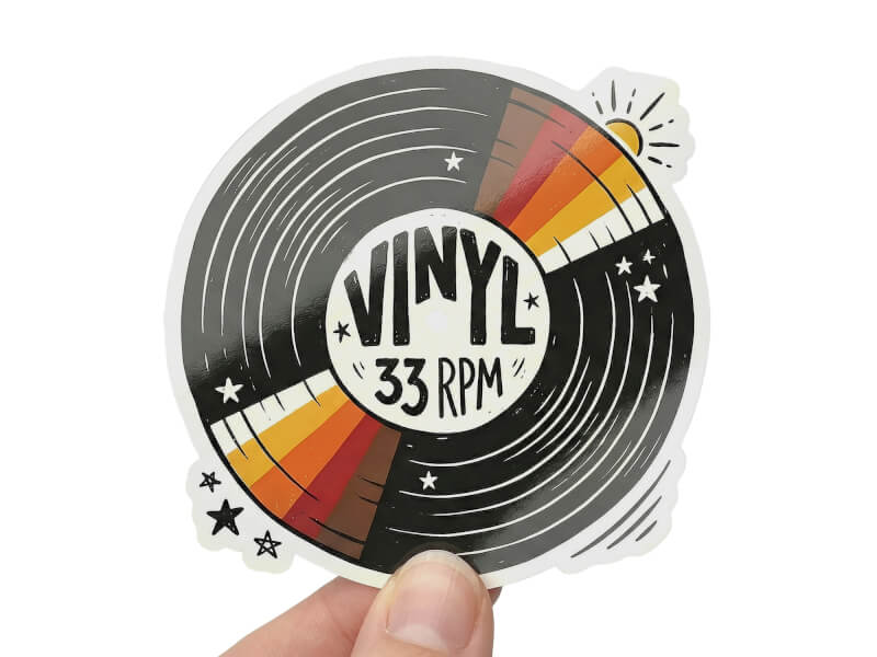 Konturskuret klistermärke i vit vinyl med färgstarkt tattoo-motiv